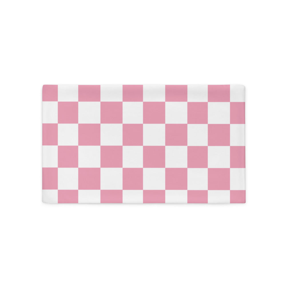 Pink Checkered Pillow Case