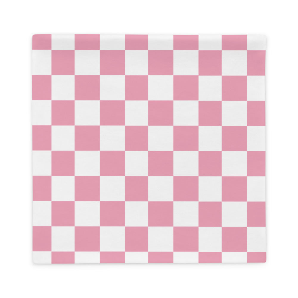 Pink Checkered Pillow Case
