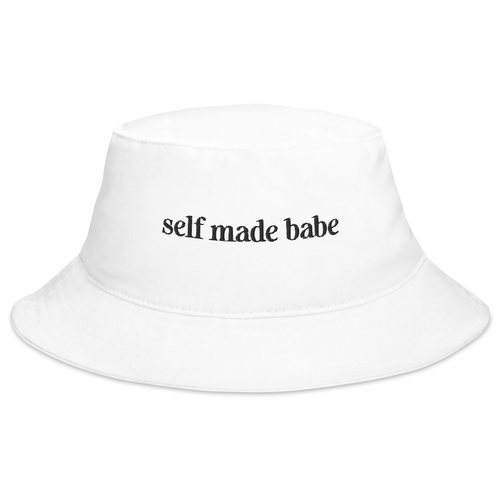 Self Made Babe White Bucket Hat