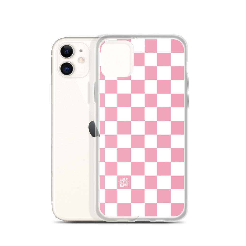 Pink Checkered iPhone case - choose your text! – Spikes and Seams Greek